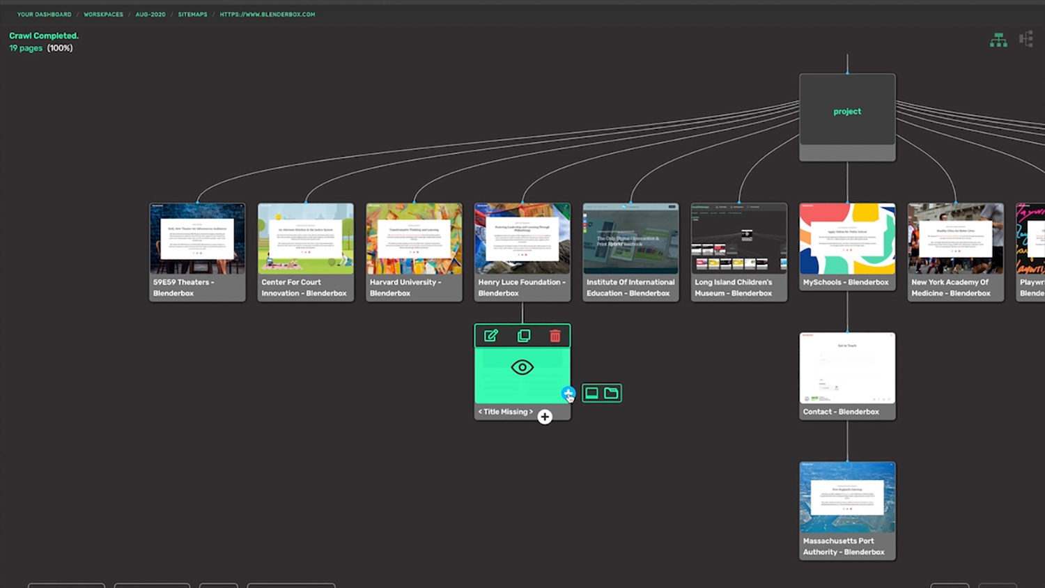 Visual Site Maps Dashboard