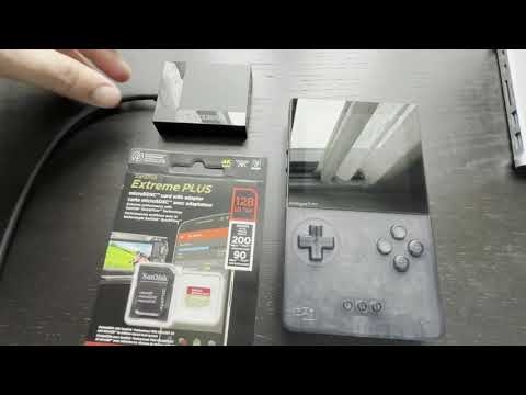 Analogue Pocket, 128 GB SanDisk microSD card, and USB-C card reader