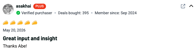 Professional review testimonial from a verified AppSumo customer
